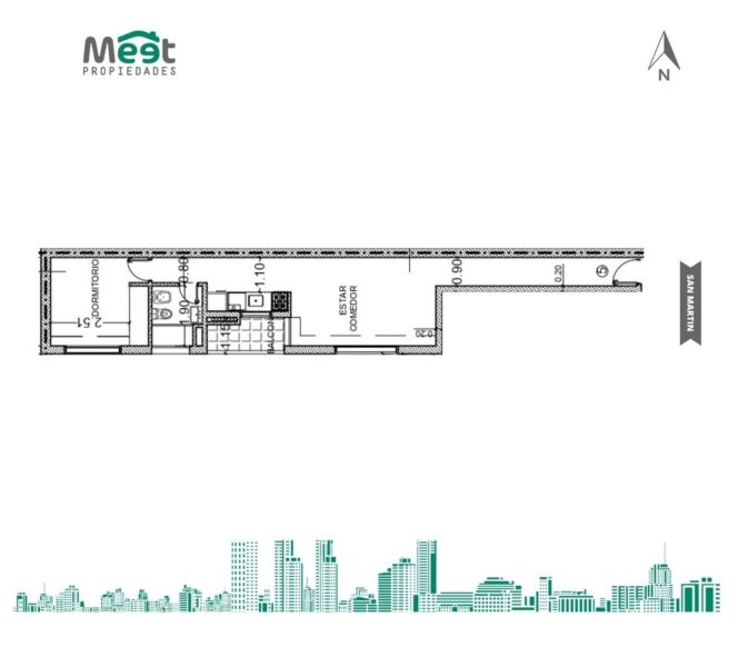 San Martin y Av. Pellegrini · 1 Dormitorio · Venta